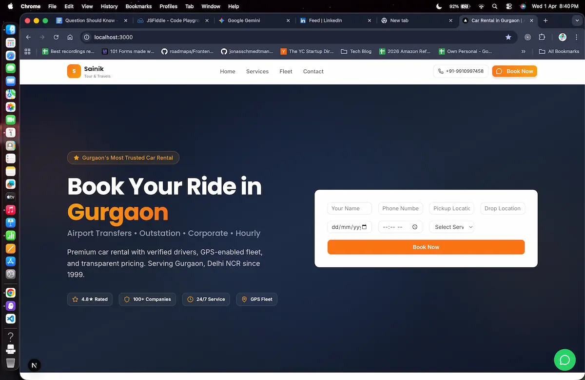 Mobile website preview — TaxiSathi project