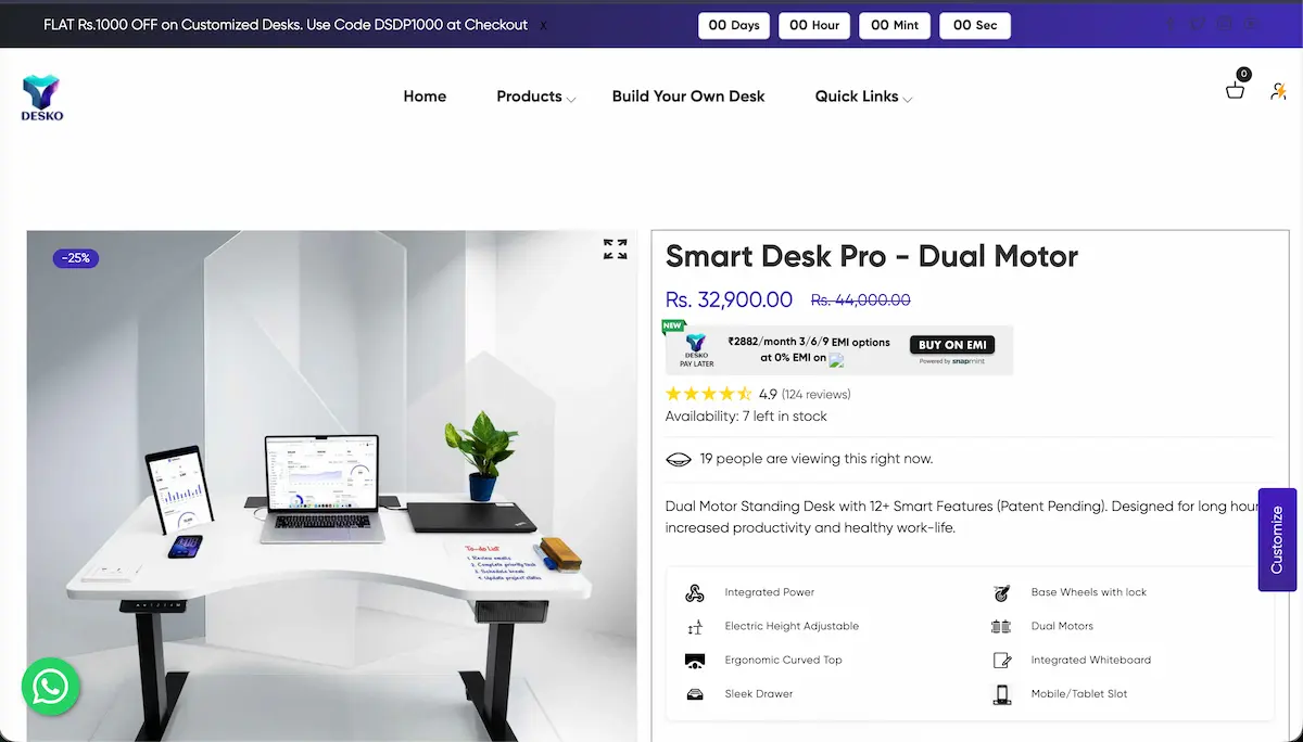 Home page of the DeskoHome website